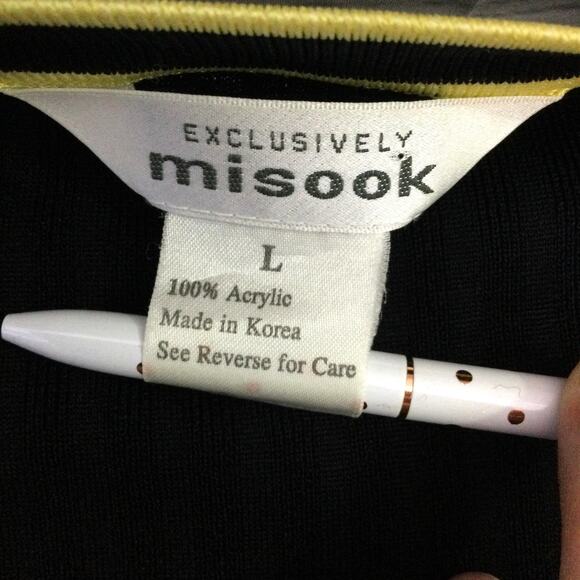 Exclusively Misook Women's Vintage Open Cardigan Duster Black Striped Size L - Picture 8 of 12